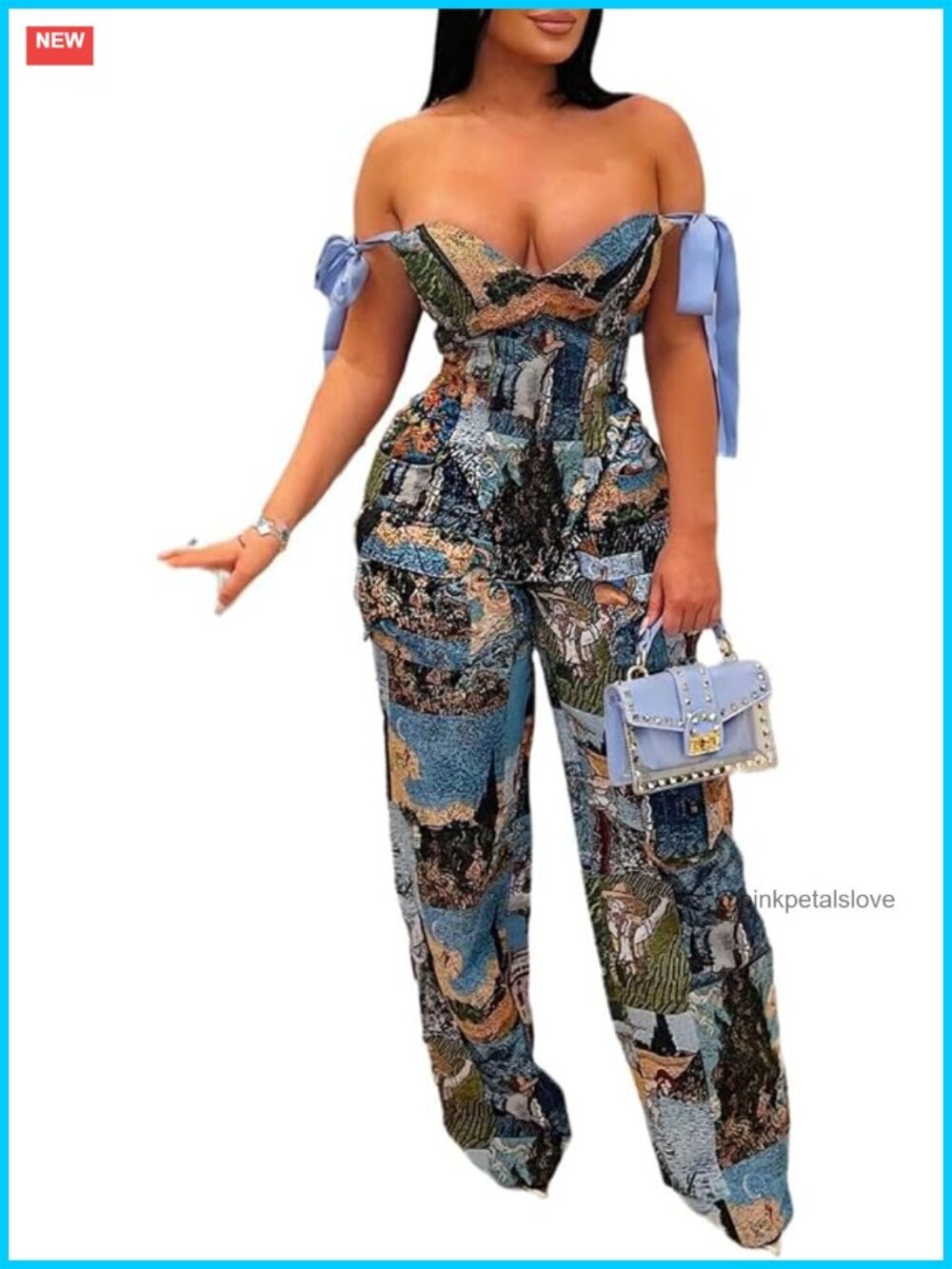 Sleeveless Crop Top and Wide Leg Pants Set for Women